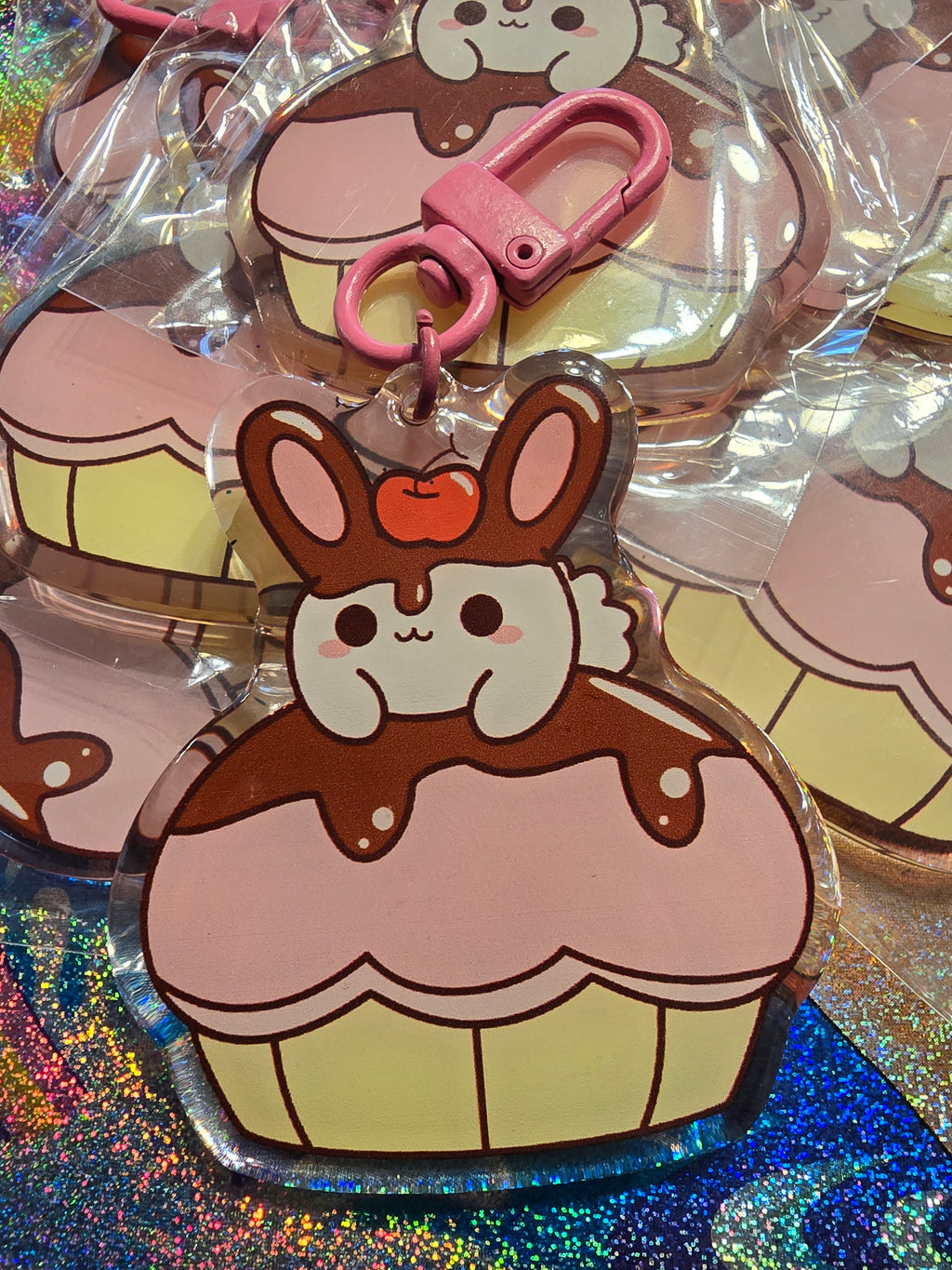 Cupcake Bunny Acrylic Keychain
