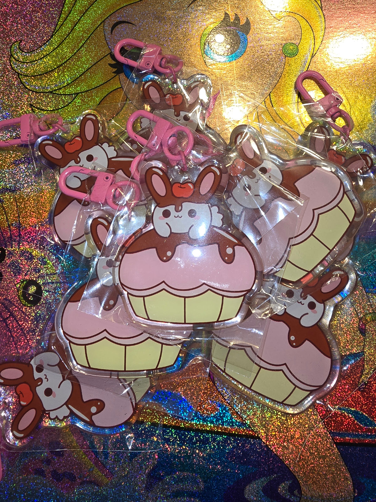 Cupcake Bunny Acrylic Keychain