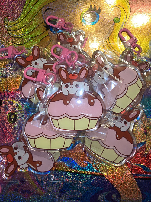 Cupcake Bunny Acrylic Keychain
